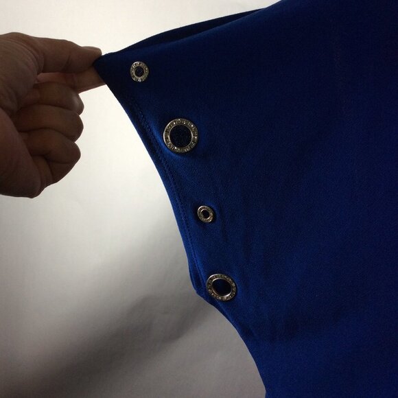 Love Scarlett Blue Blouse with Criss Cross Chest & Short Sleeves Size XL - Picture 4 of 8